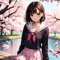 桜とセーラー服 2枚目