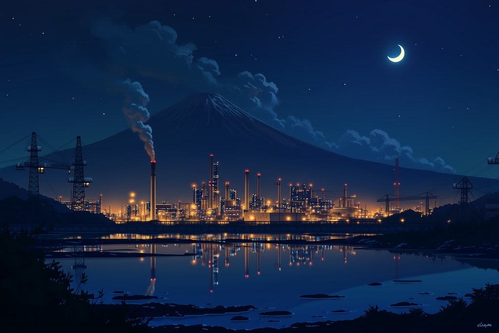 富士山と工場夜景