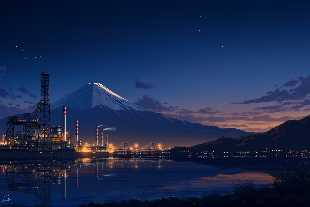 富士山と工場夜景