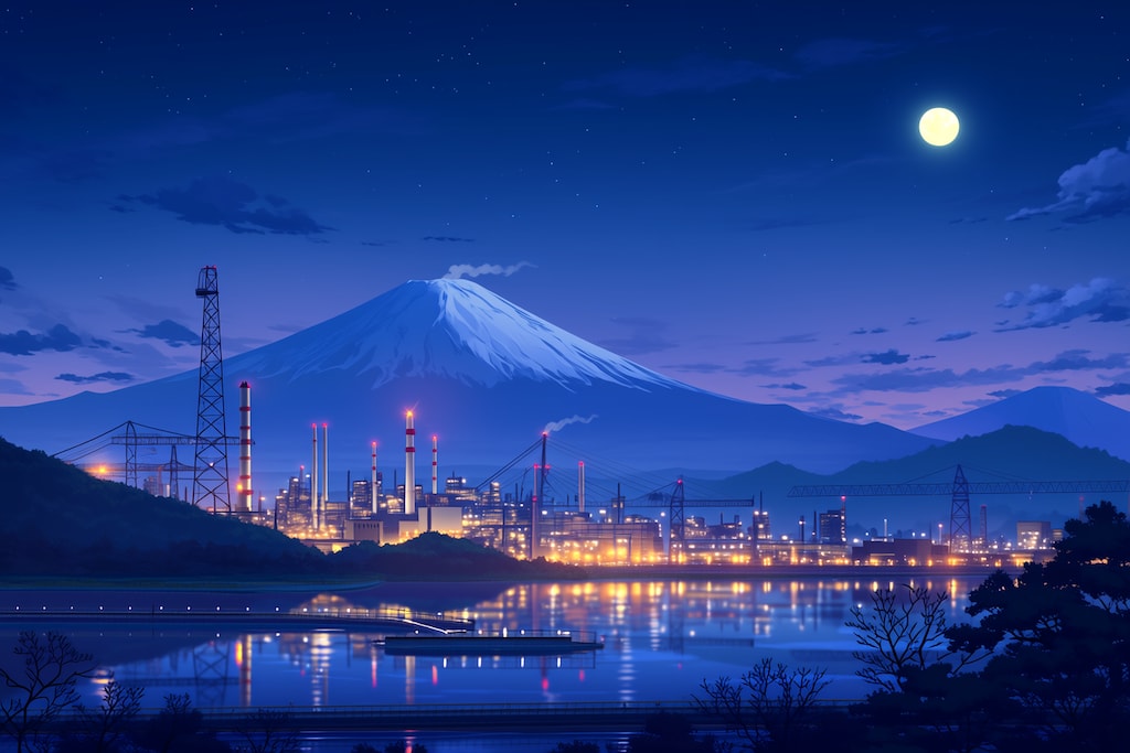 富士山と工場夜景