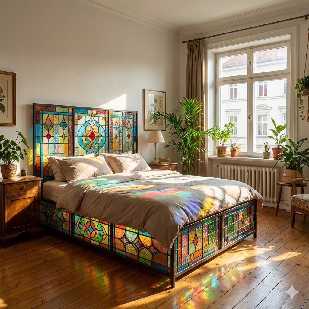 ステンドグラスのベッド