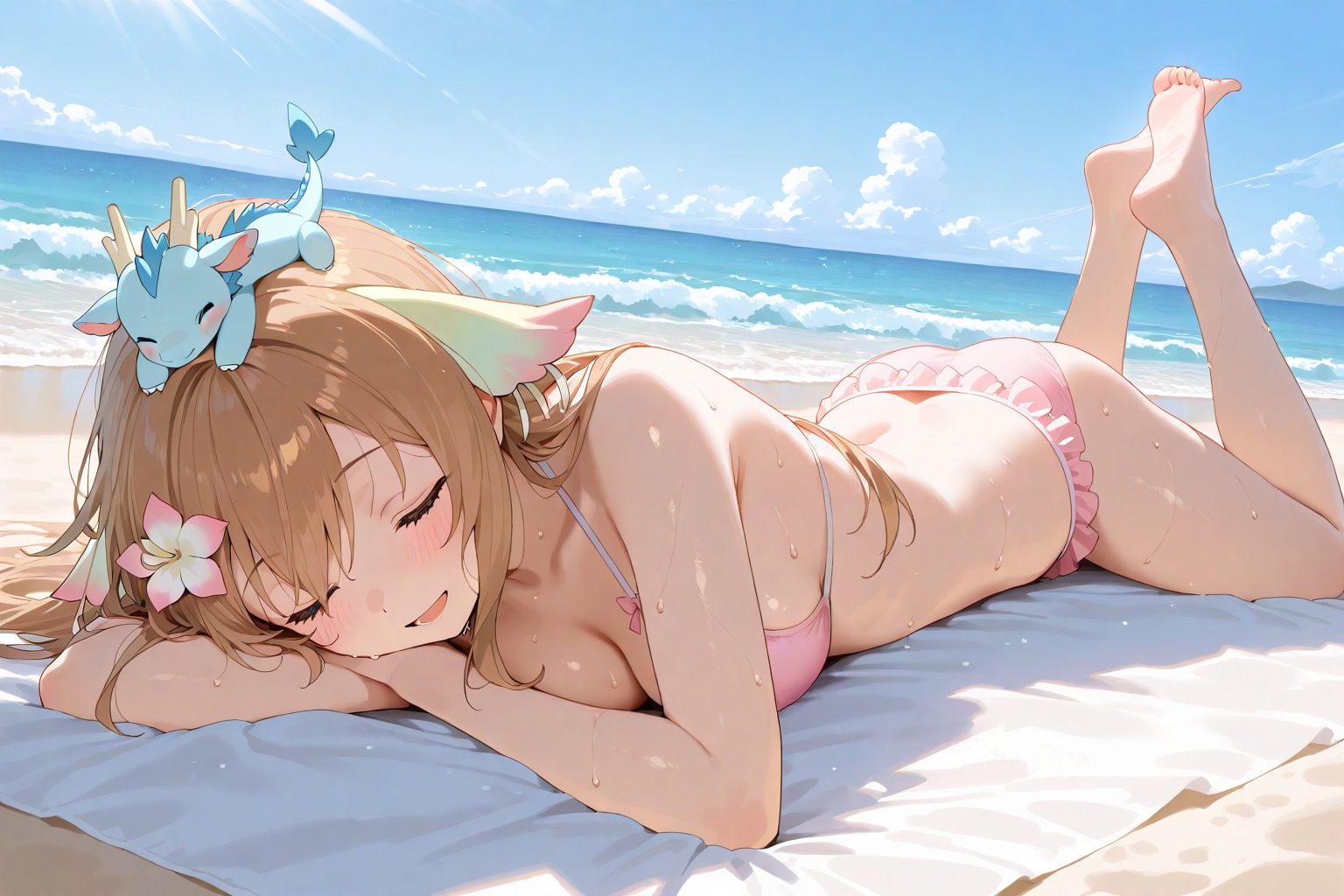 体にオイルを塗ってもらったよ。