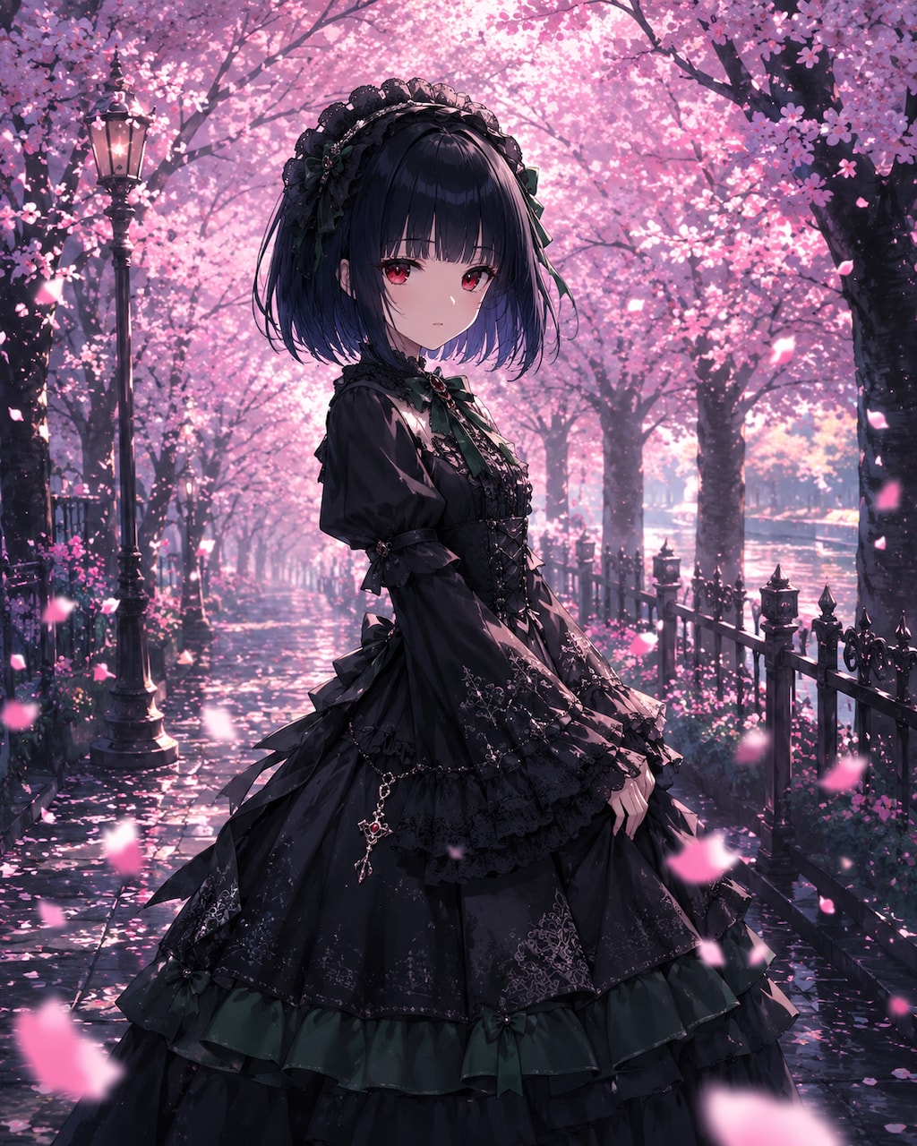 桜とゴスロリちゃん(仮称)