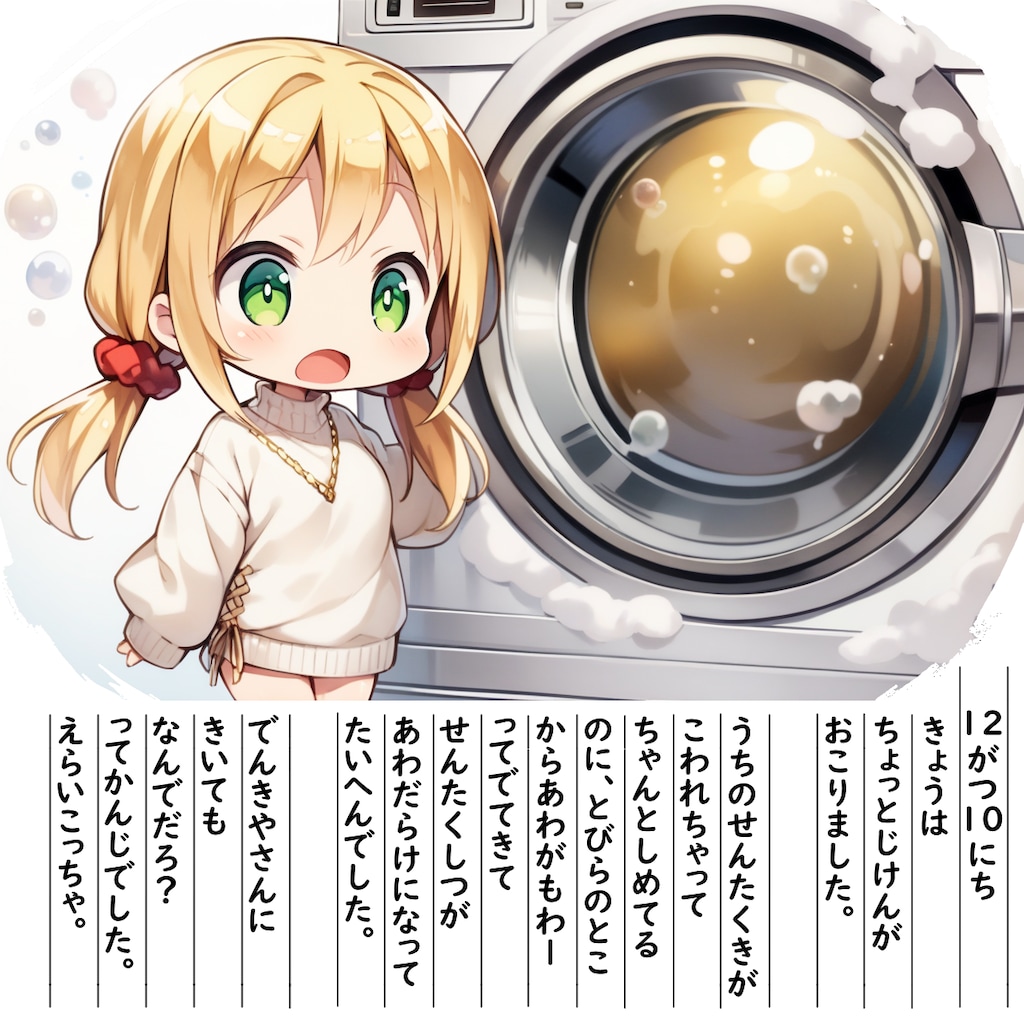 【絵日記】せんたっきこわれたー