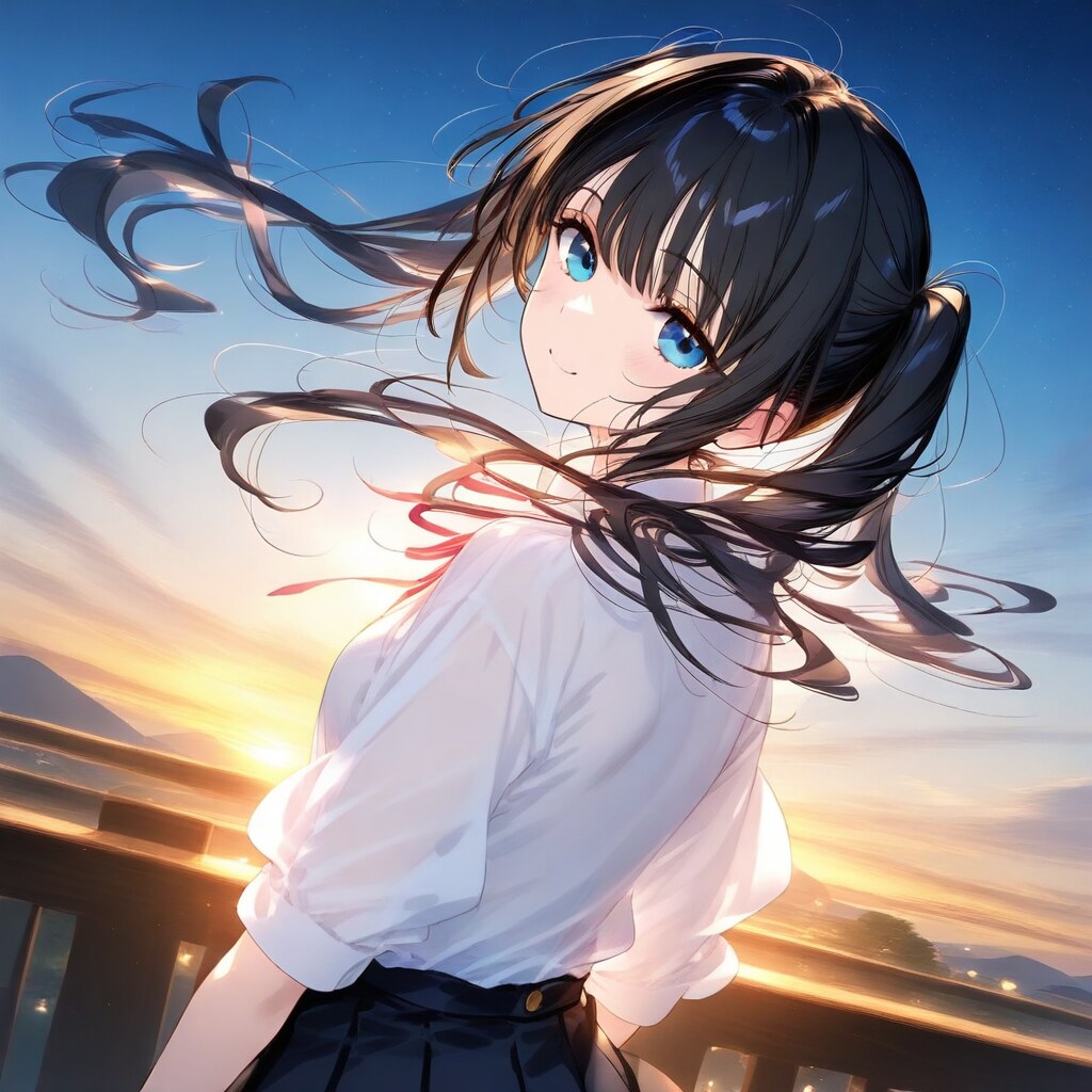 振り向く黒髪ちゃん