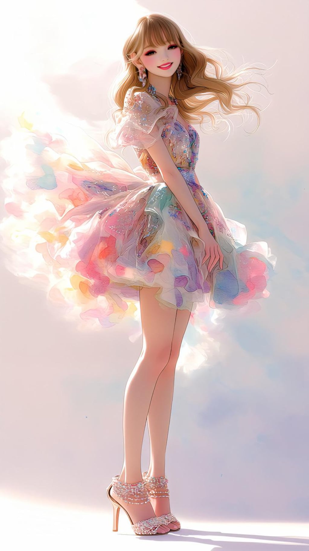 風に舞う彩りのドレス少女