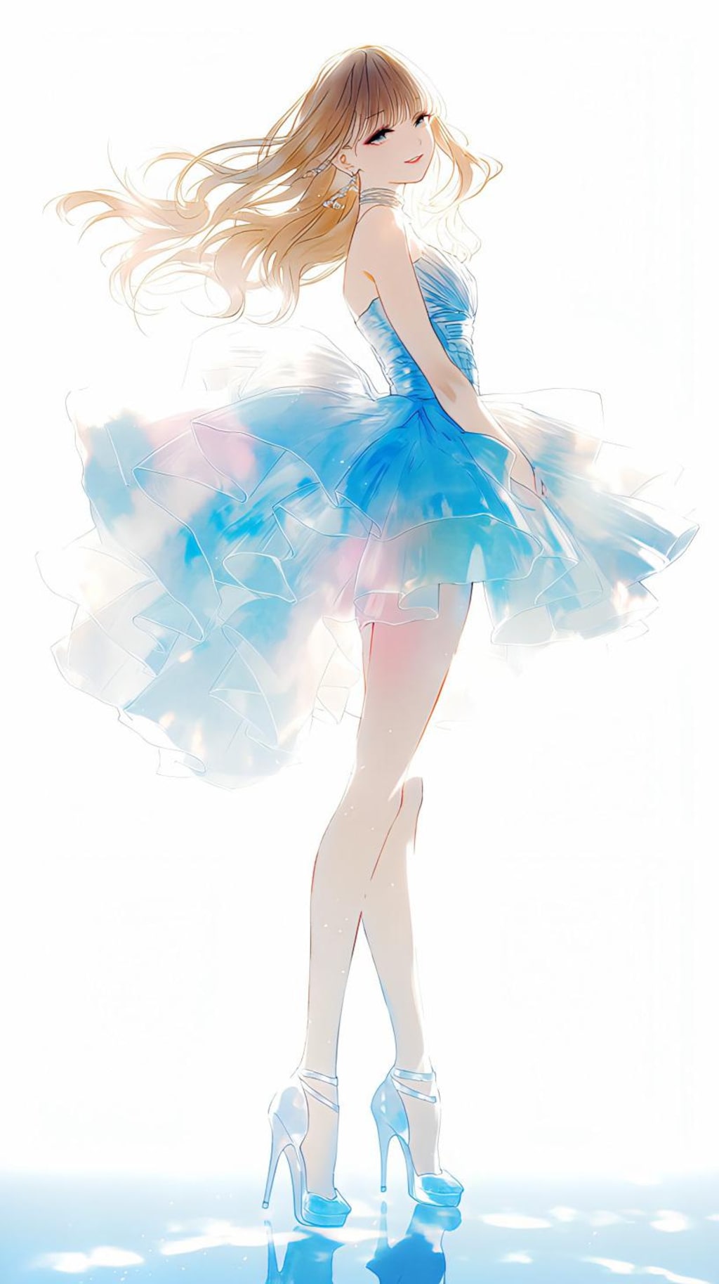 風に舞う彩りのドレス少女
