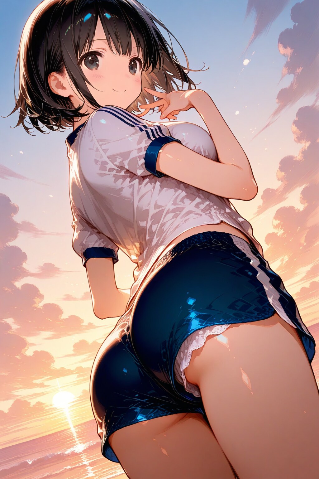 夕焼けの浜辺で（R-15）