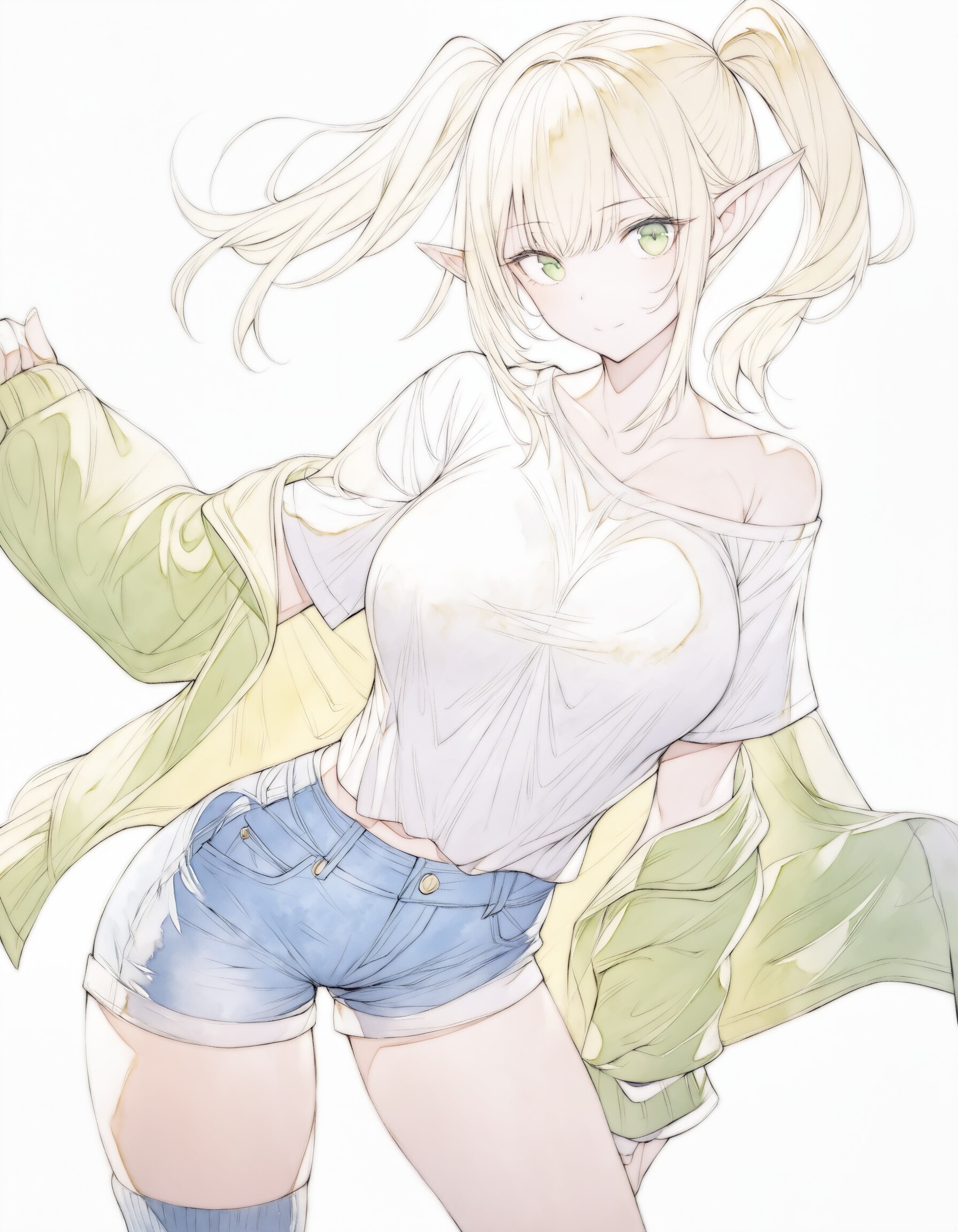 デニムのホットパンツ姉さんXL