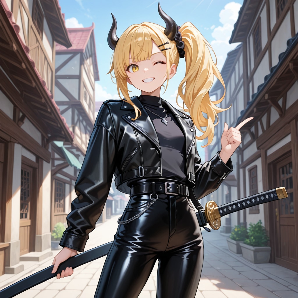 イケメン女子レザーな女鬼高生さん