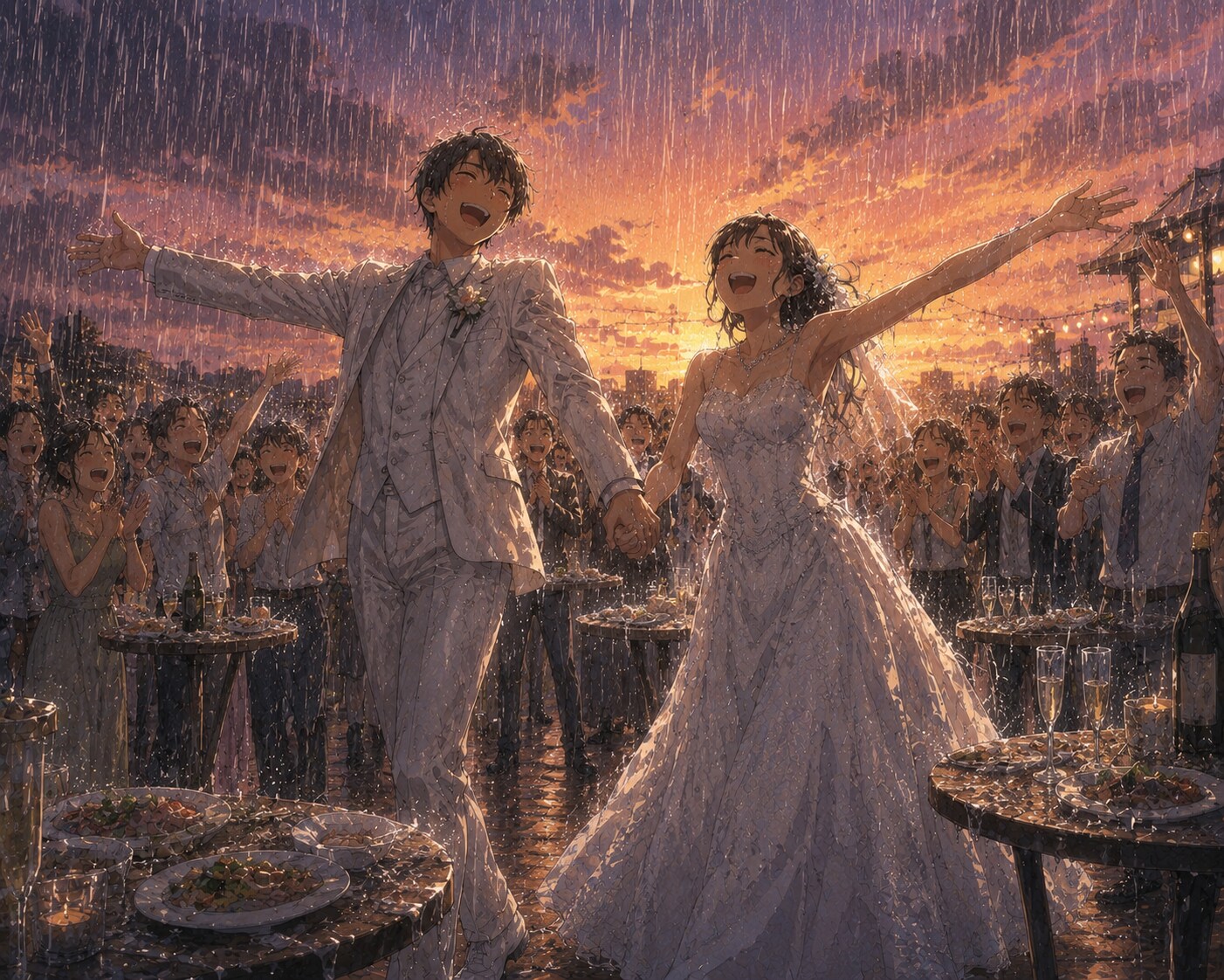 雨の結婚式