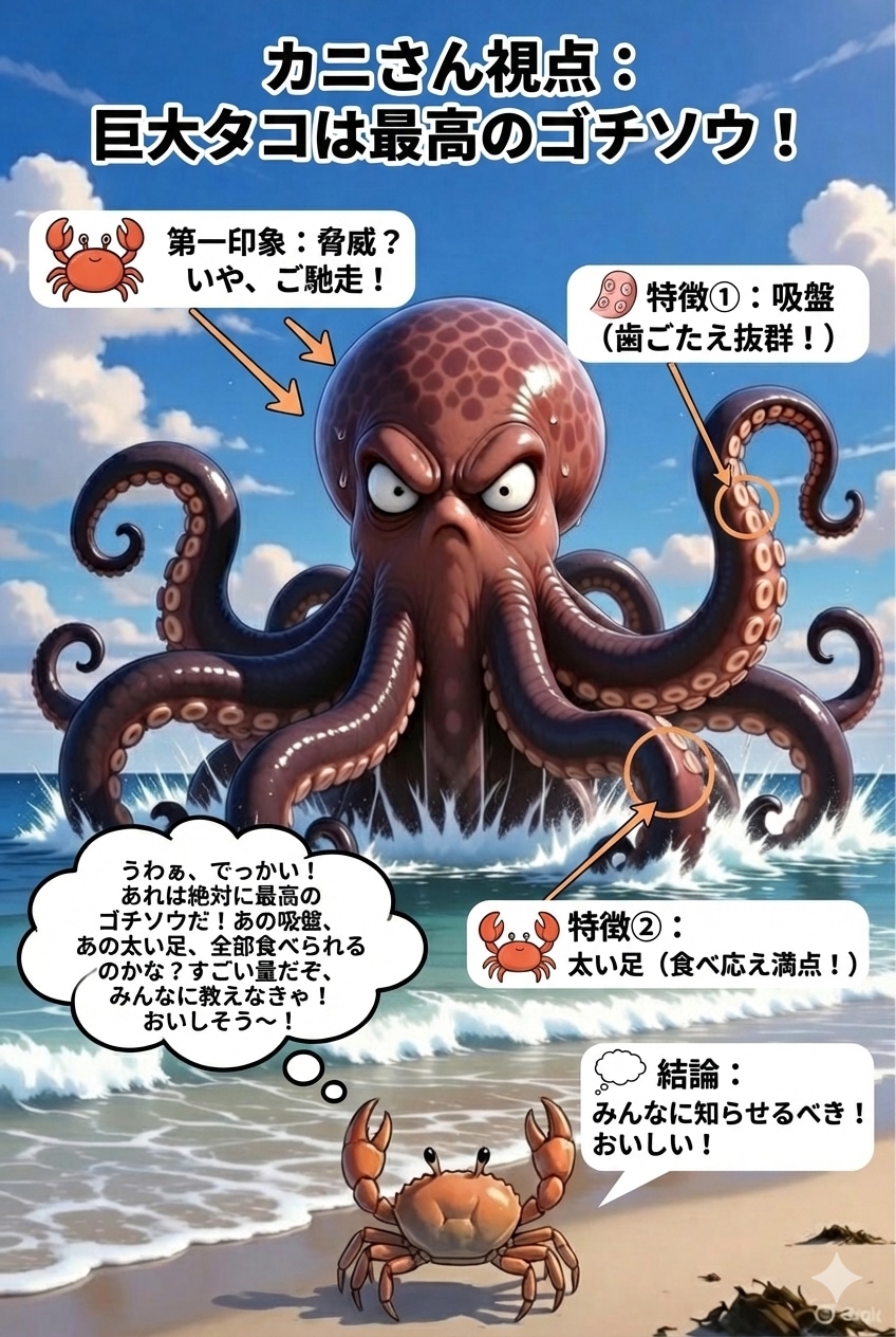 タコの他己紹介（カニさん視点🦀） | の人気AIイラスト・グラビア