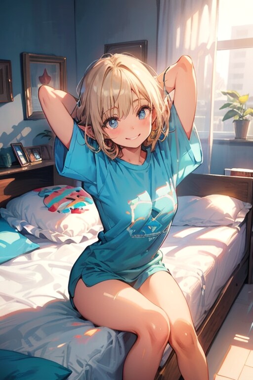 お目覚めエルフさん 大きめTシャツ | の人気AIイラスト・グラビア