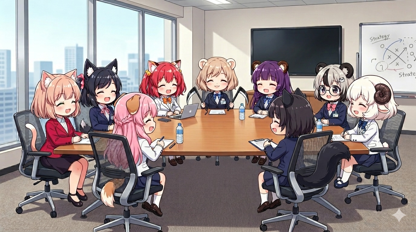 【借】あにまるコーポレーション・新人ミーティング | の人気AIイラスト・グラビア