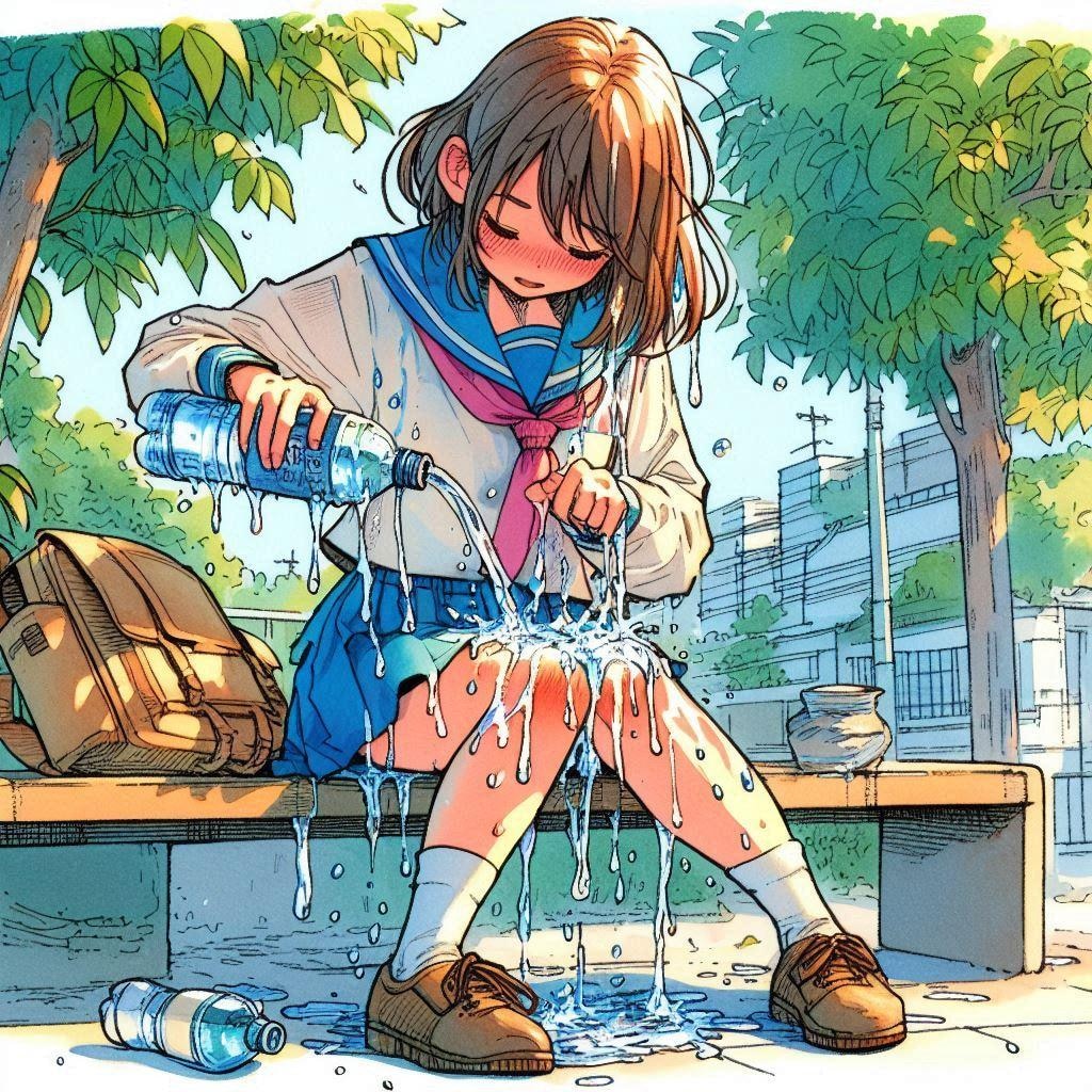 水を浴びる少女 (水を飲む少女⑤)