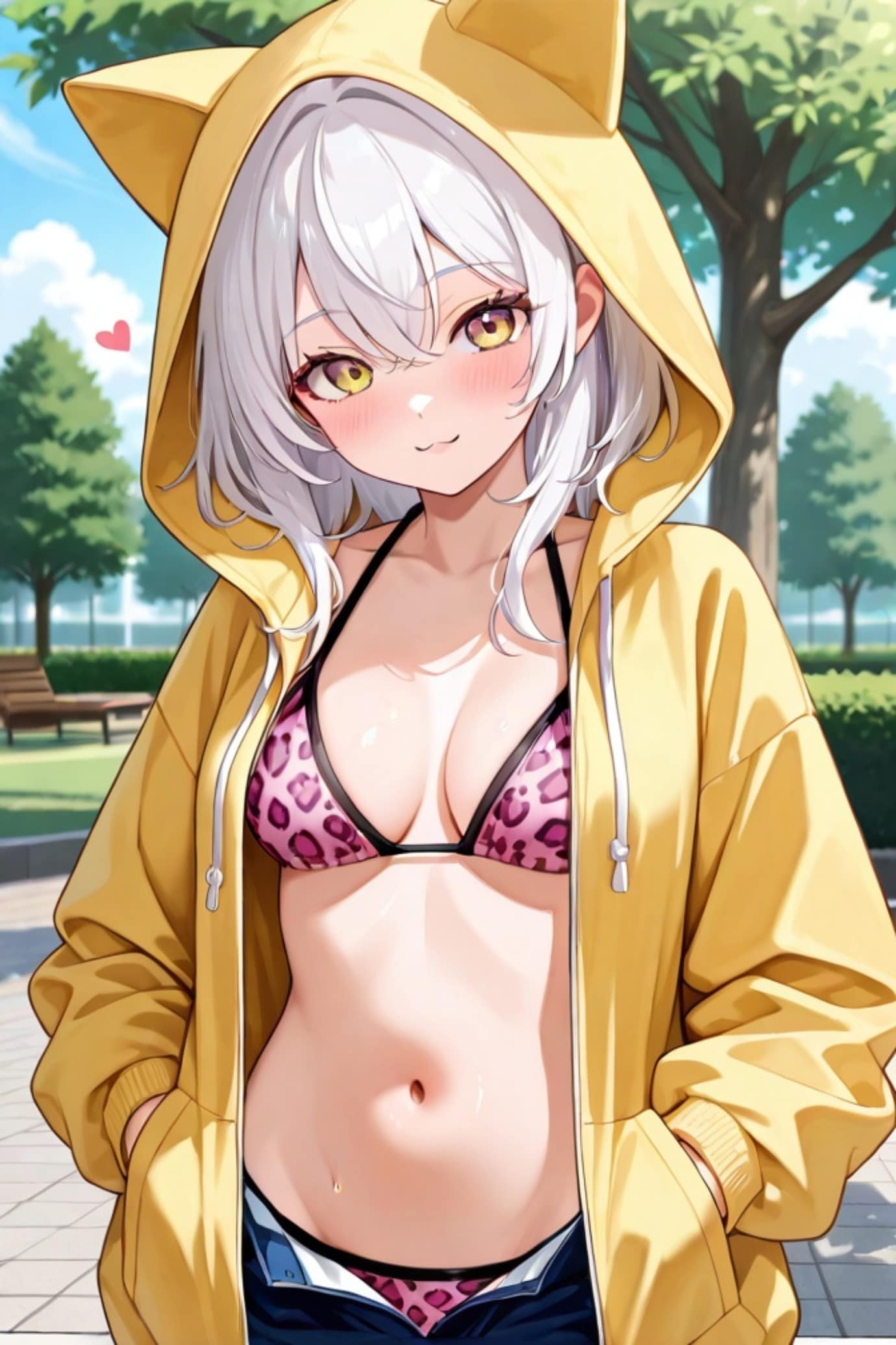 パーカービキニの白髪ちゃん
