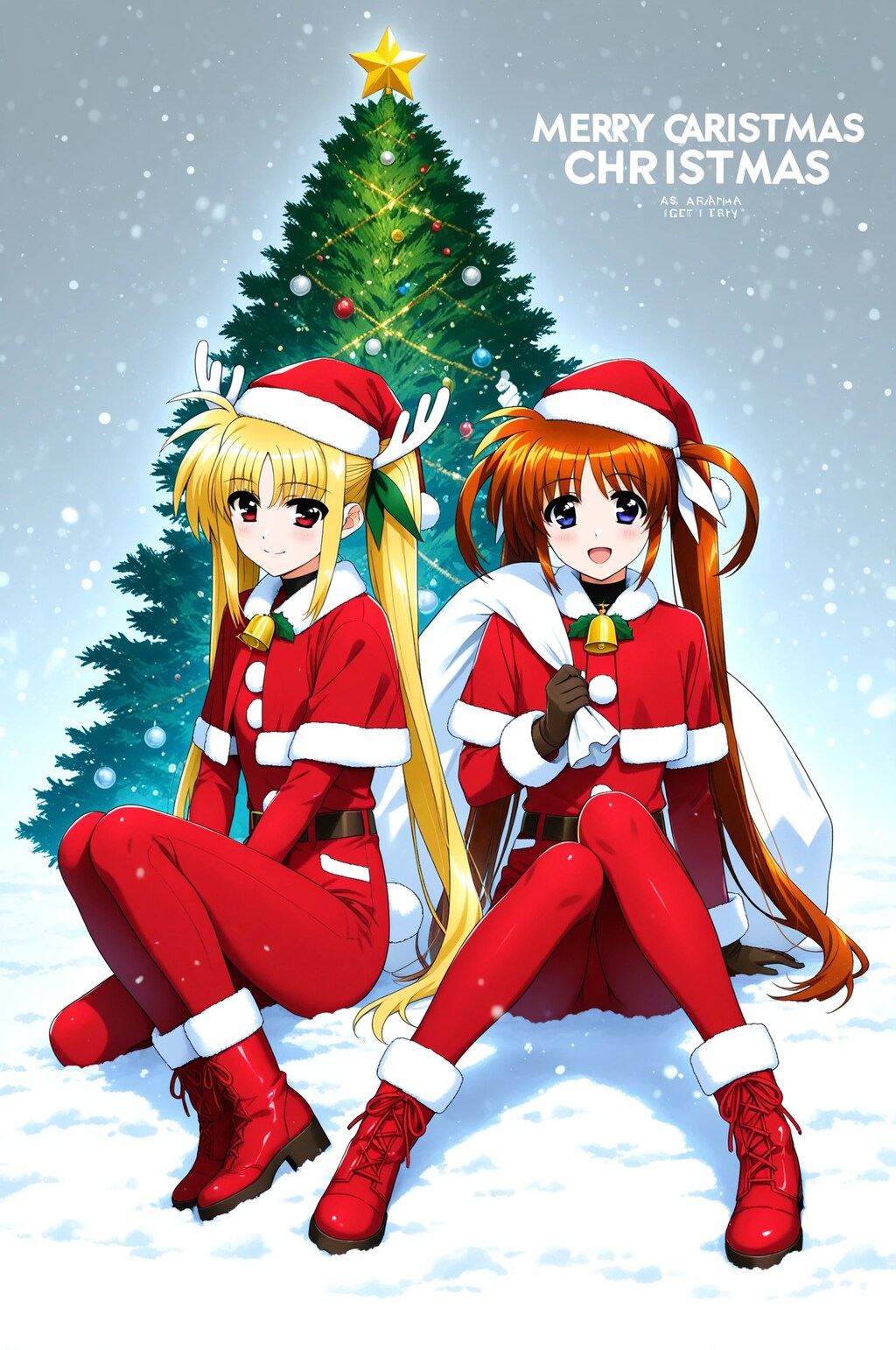 なのはとフェイトサンタ　　　フェイト➡　かわいく撮ってね