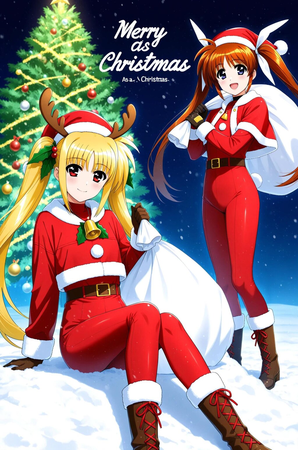 なのはとフェイトサンタ　　　フェイト➡　かわいく撮ってね