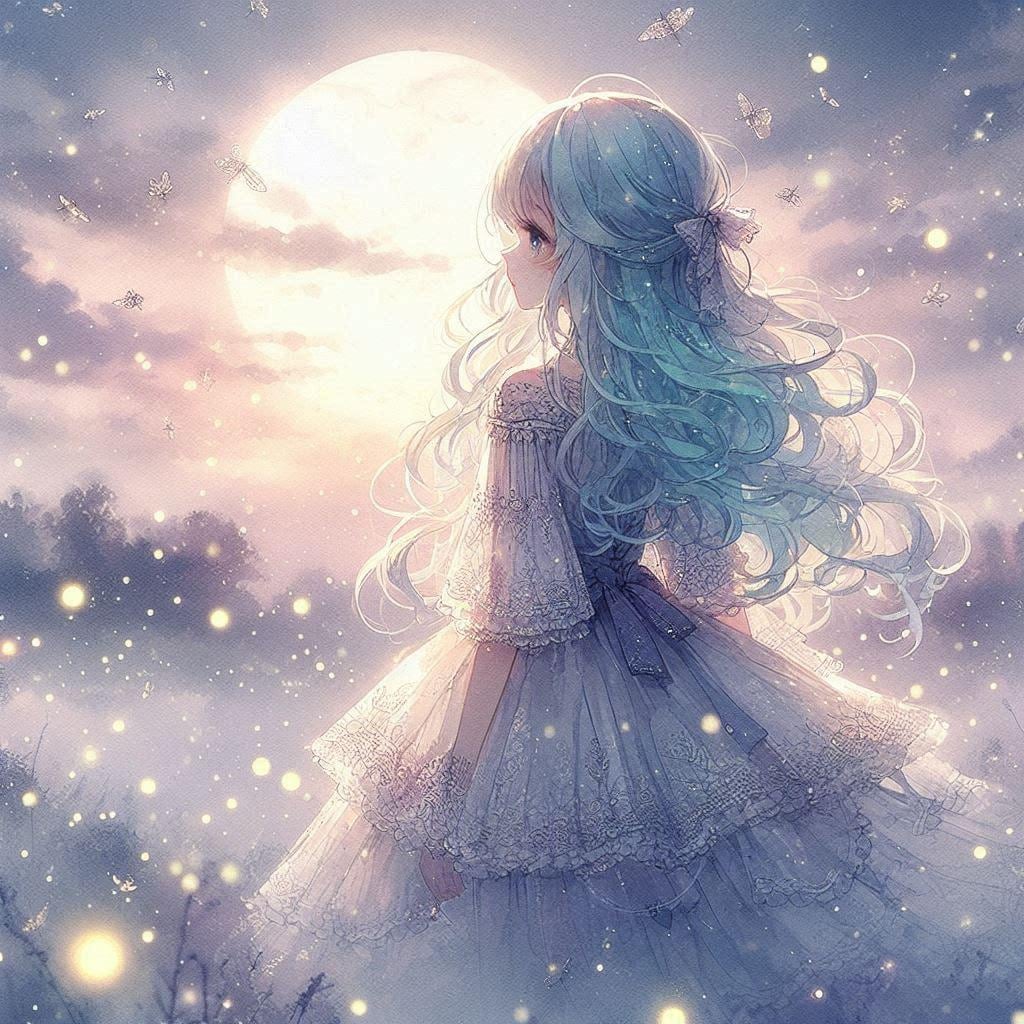 Fireflies and Moon