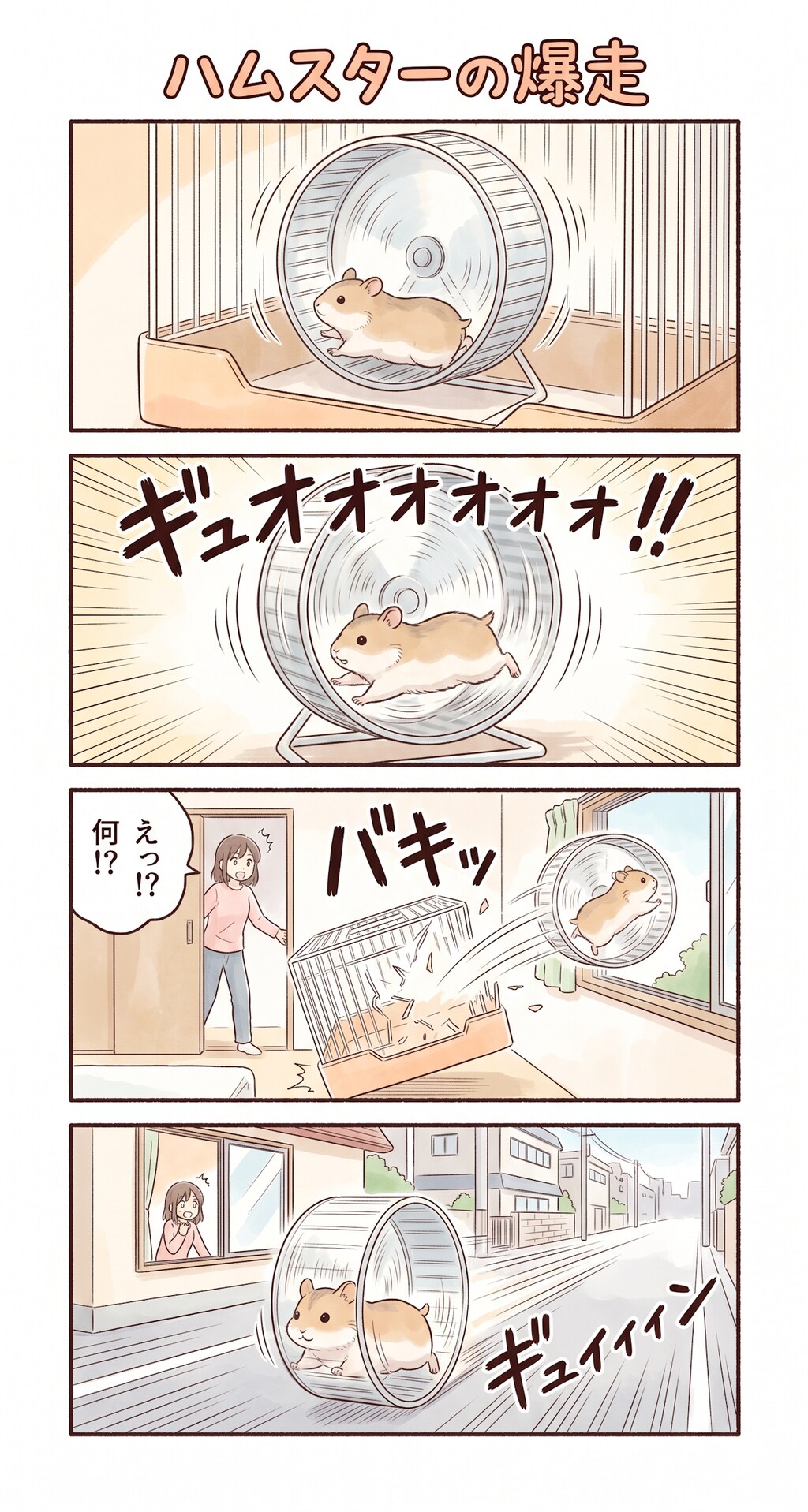 #41 ゆる日常4コマ「ハムスターの爆走」