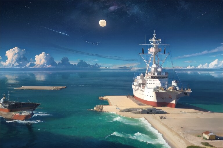軍艦と夜空 | の人気AIイラスト・グラビア