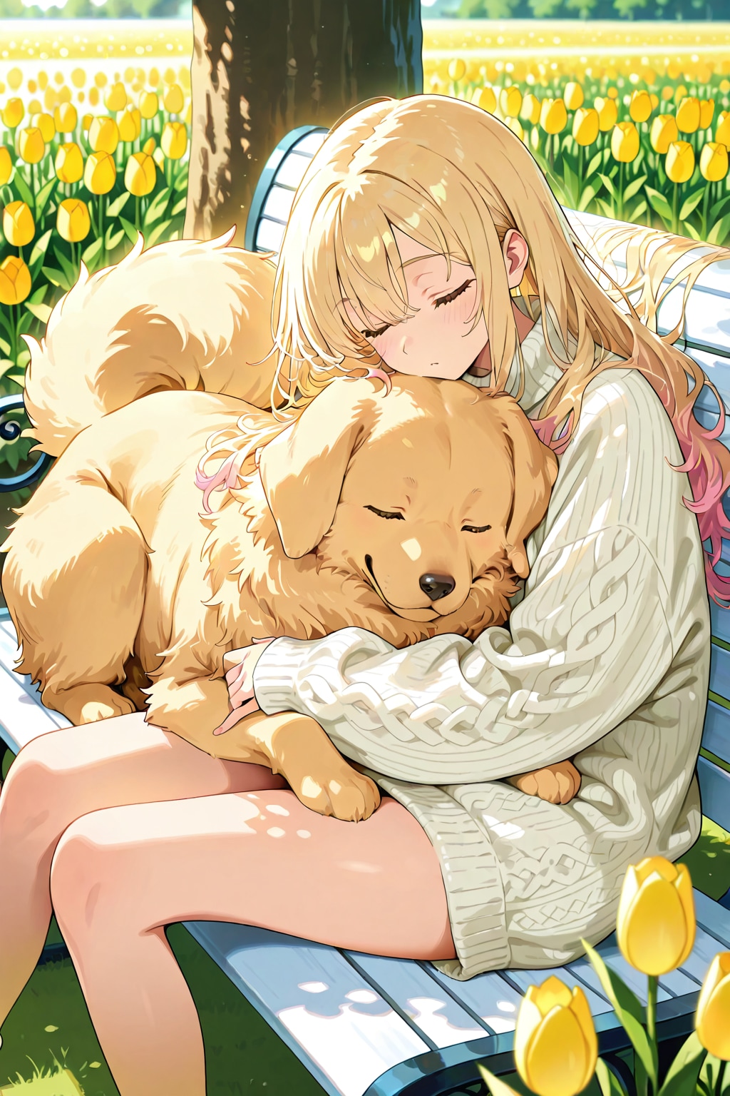 ワンコとお昼寝 | の人気AIイラスト・グラビア