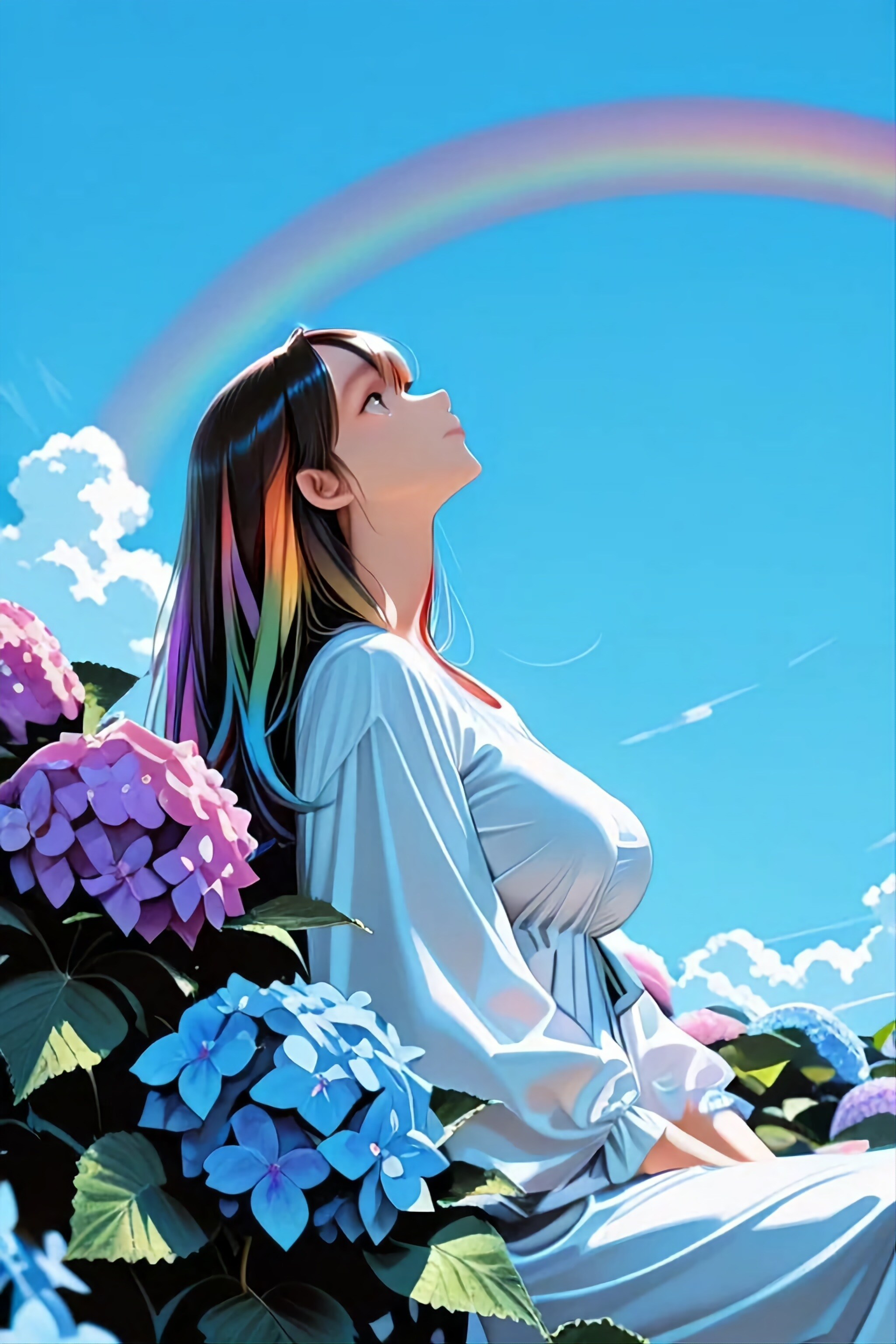 雨上がり虹の先で