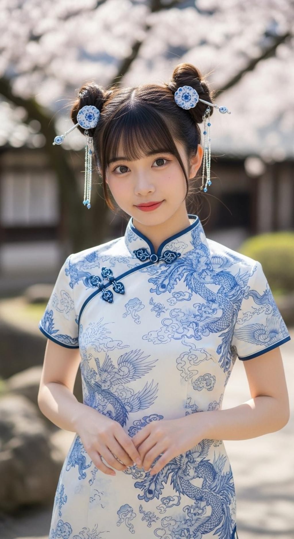 陶磁器チャイナドレス001《染め付け柄》