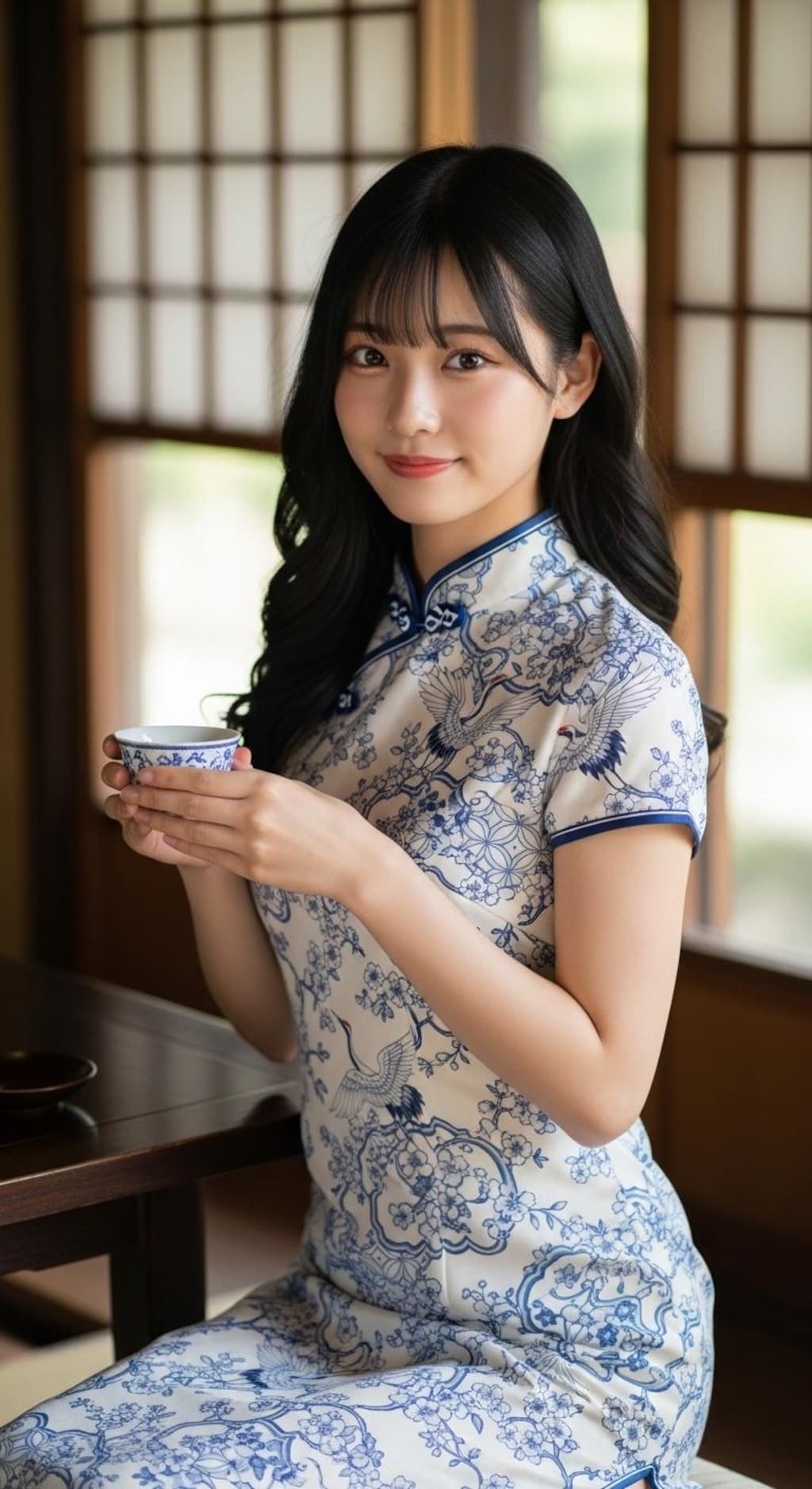 陶磁器チャイナドレス001《染め付け柄》