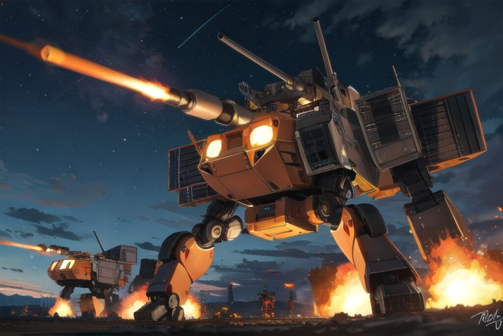 B級プラモボックスアート「首都防衛三脚戦車　トライアングルキャノン」