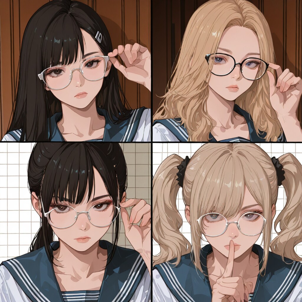 めがね四天王 | の人気AIイラスト・グラビア