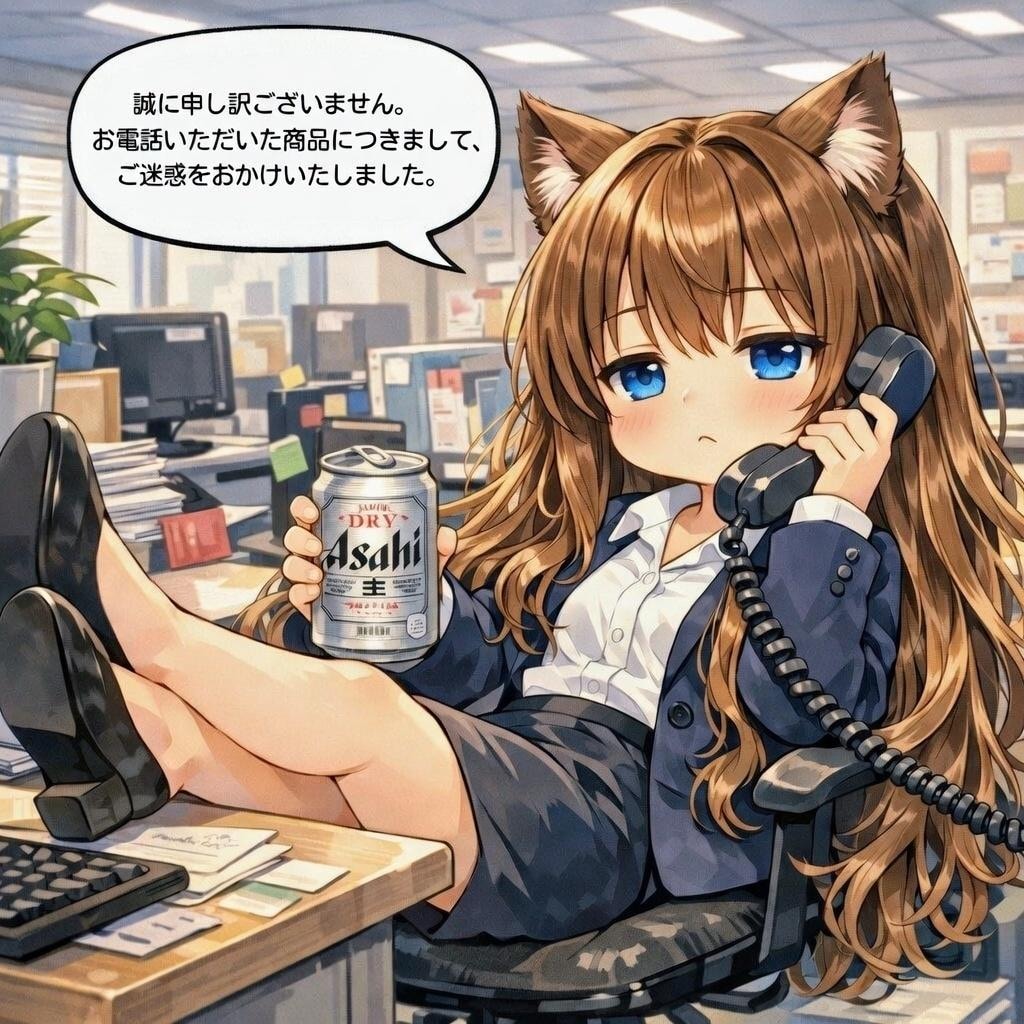 深くお詫びを電話でしている小さな女の子