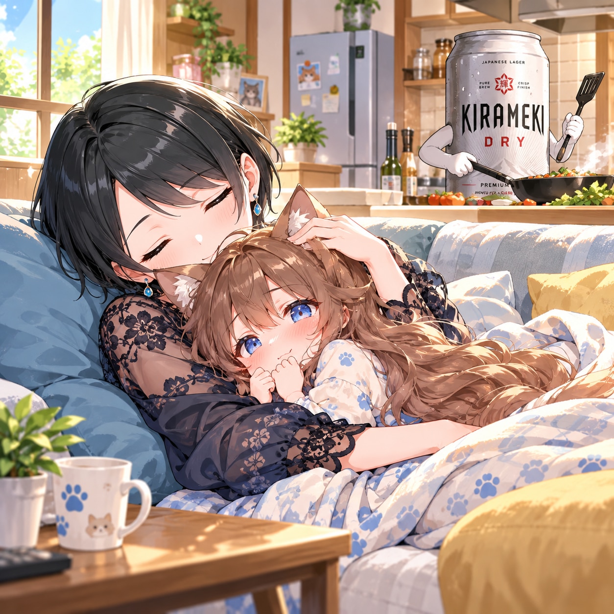 藍音ちゃんにギュッてされる小さな女の子 | の人気AIイラスト・グラビア
