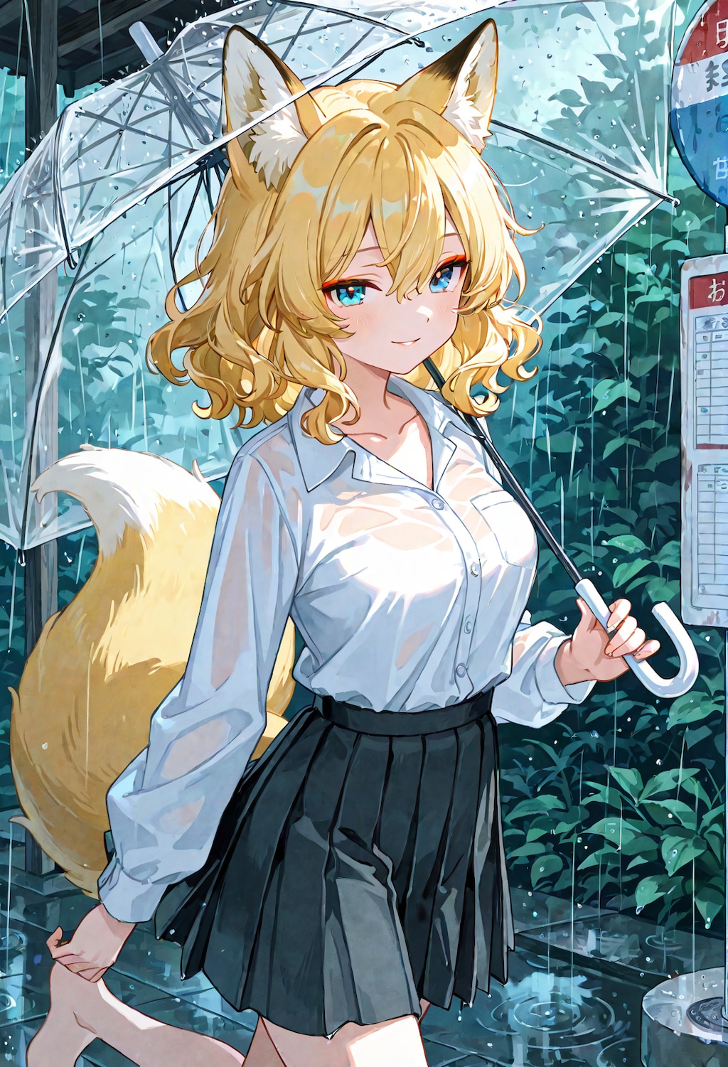 雨の日のお迎え🦊