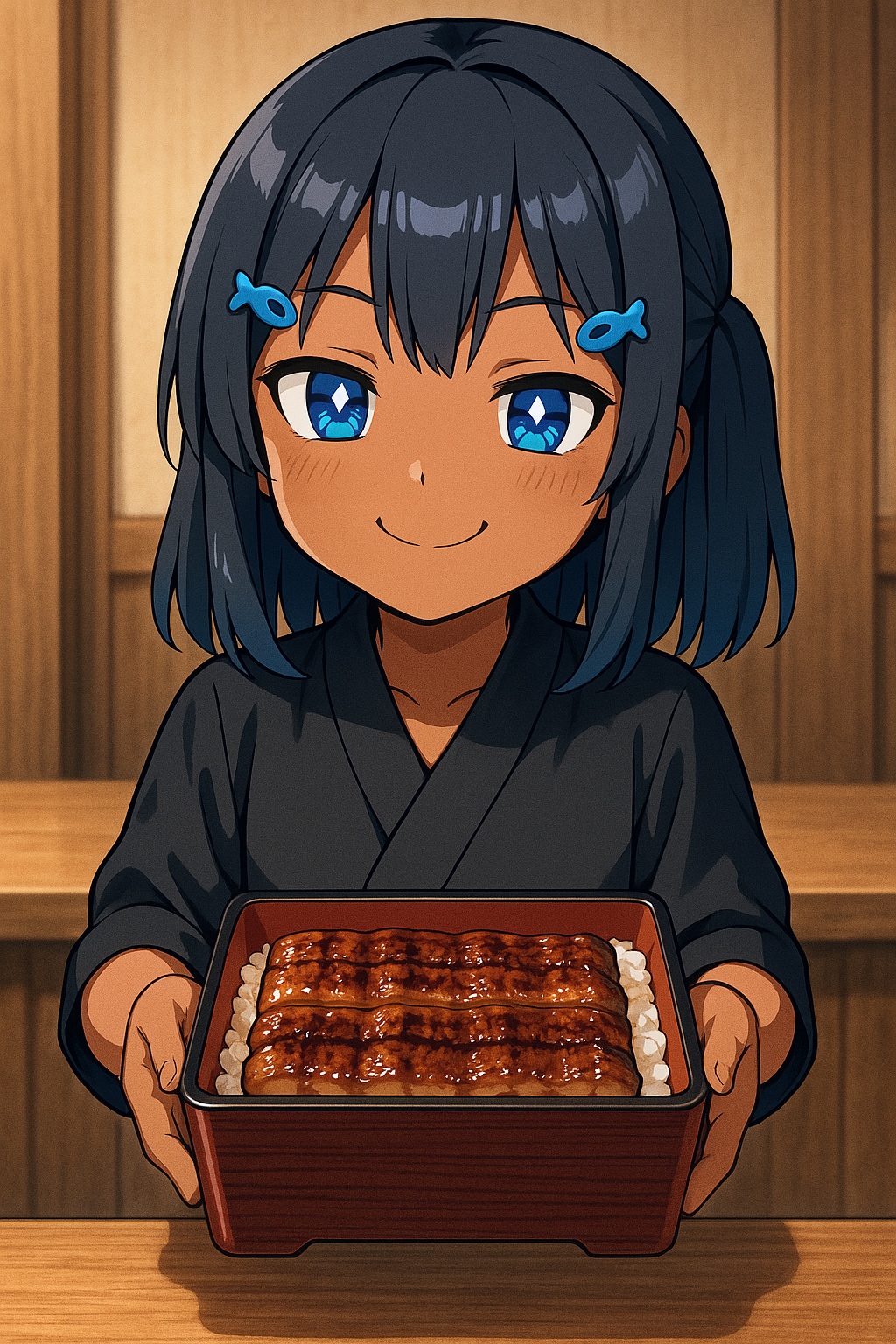 鰻を捌いて焼く職人こなつちゃん