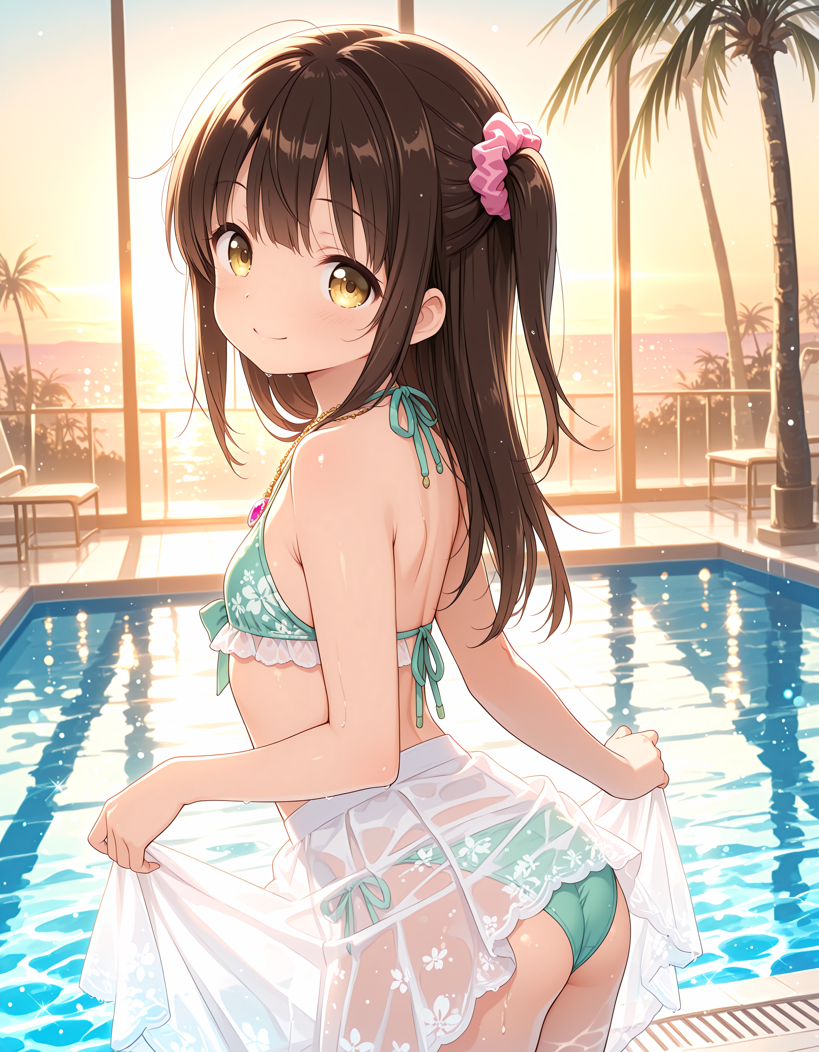 黄昏のプールサイド