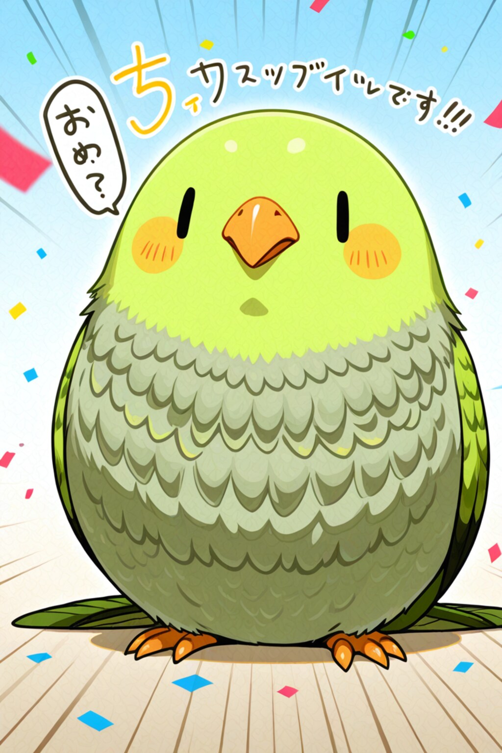 ちちぷい3周年を祝うインコ