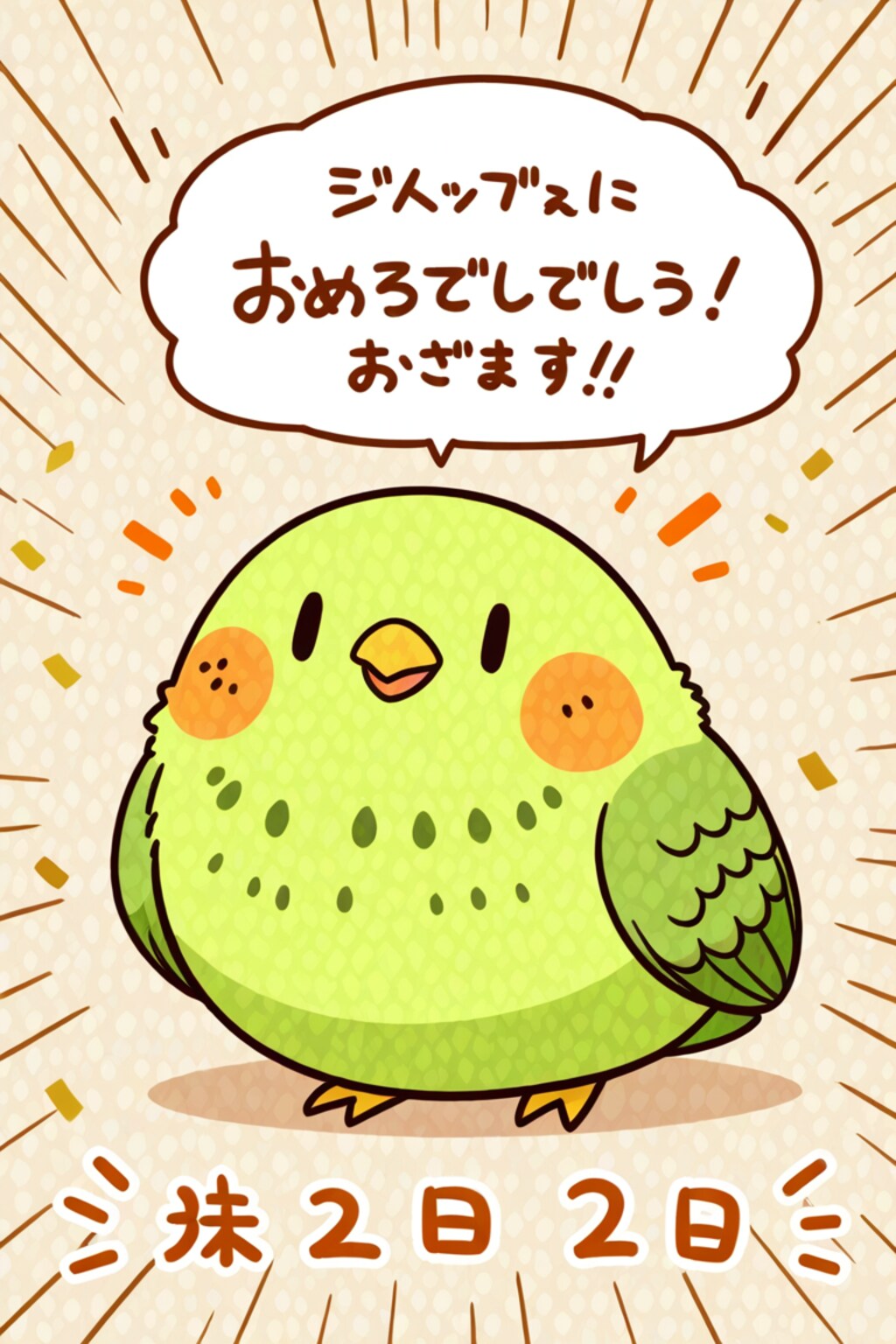 ちちぷい3周年を祝うインコ