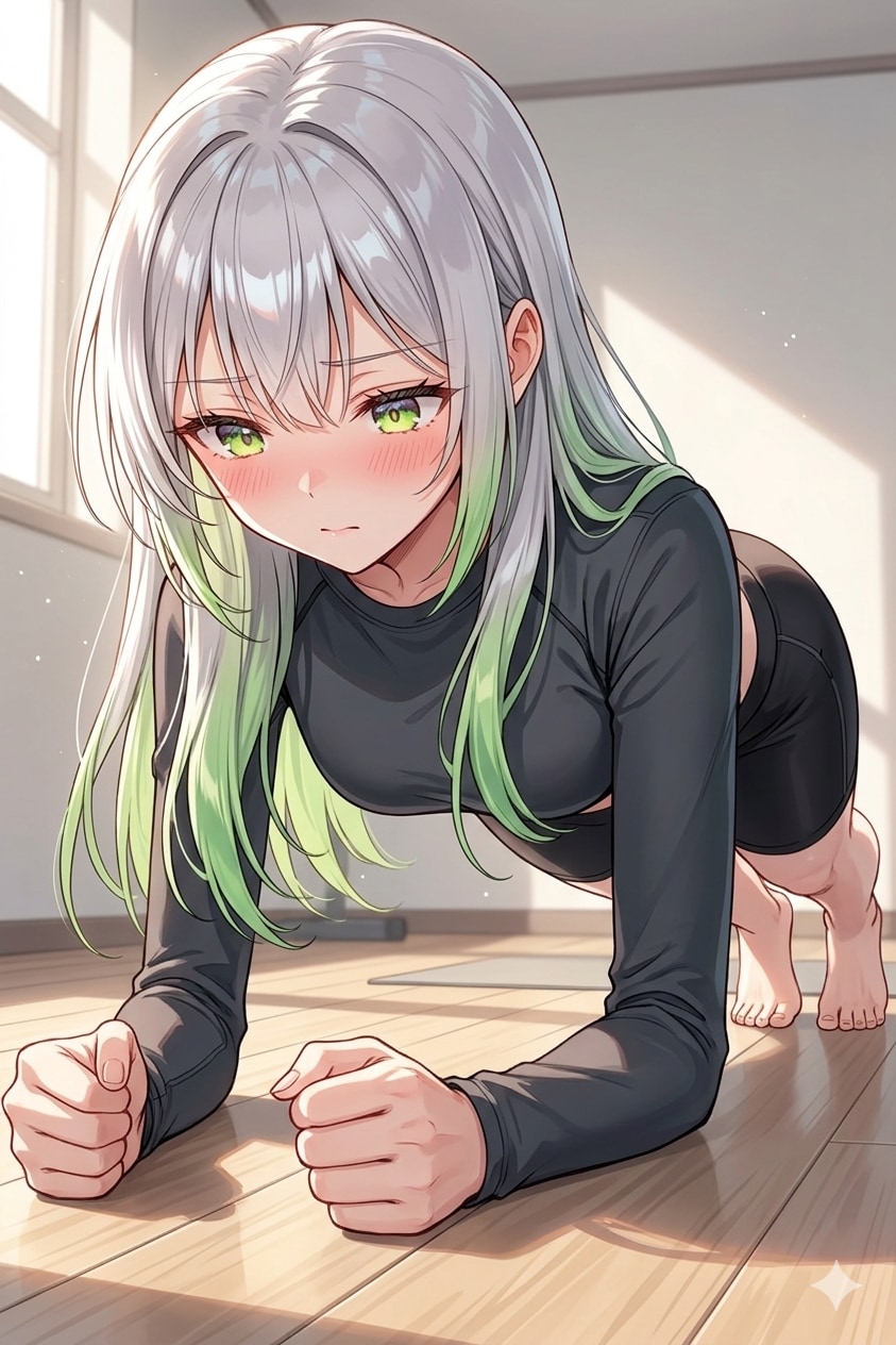 プランクをしているセリュナさん