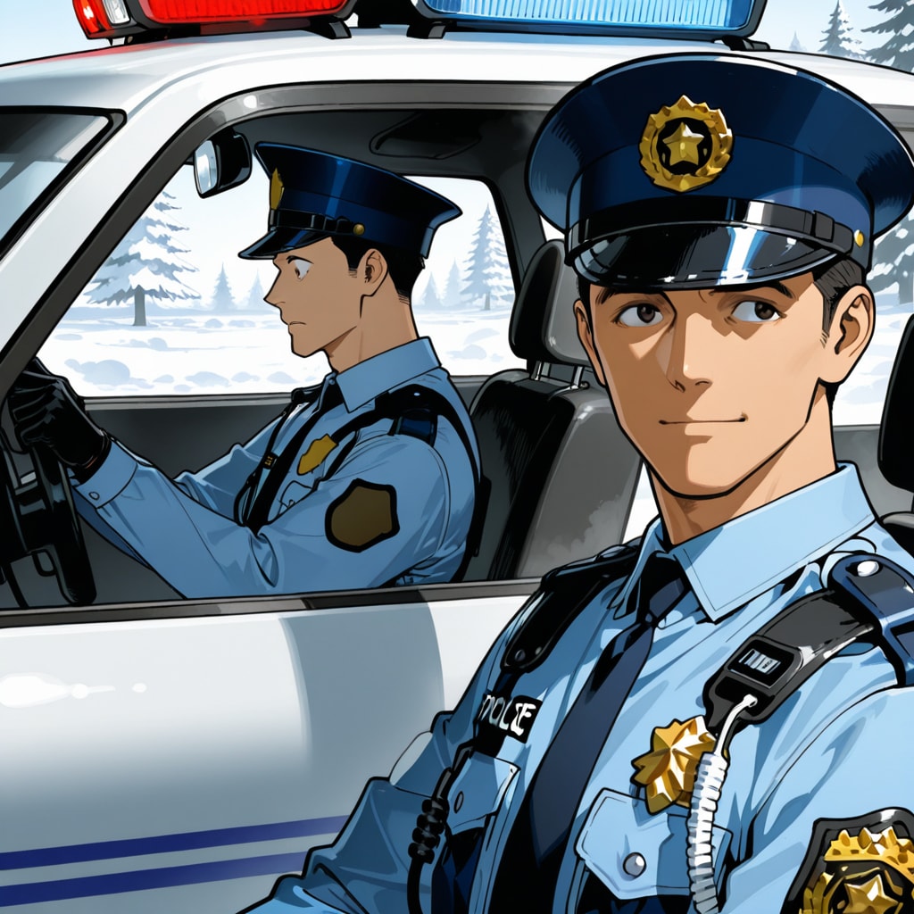 パトカーと警察官