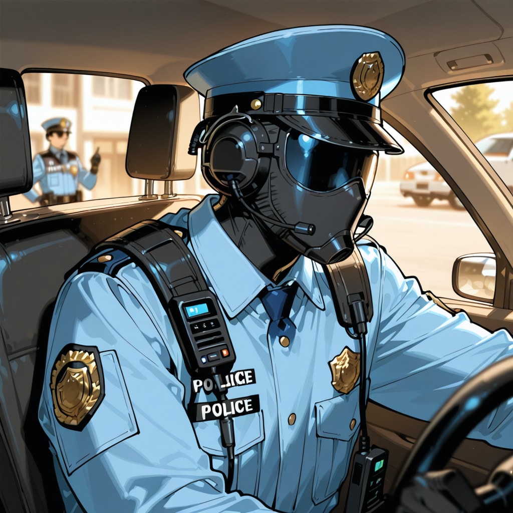 パトカーと警察官