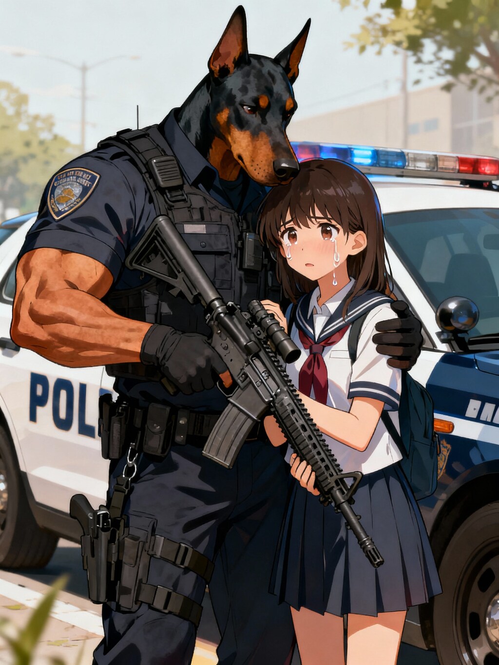 犬のお巡りさんに保護されたJK