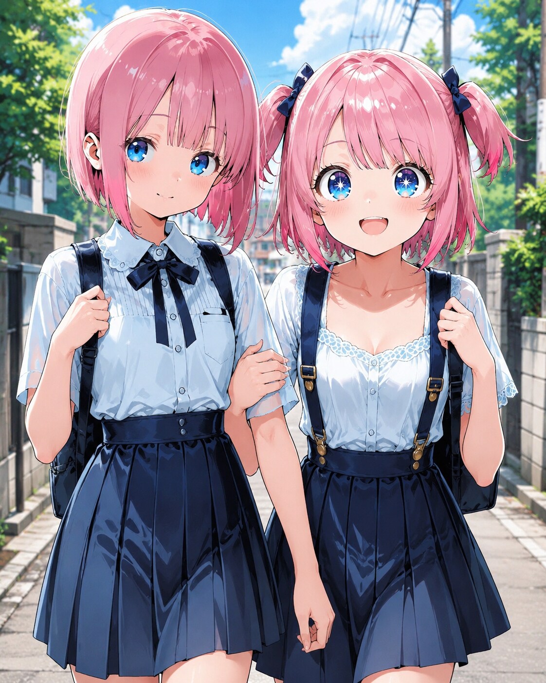 姉妹で登校 | の人気AIイラスト・グラビア