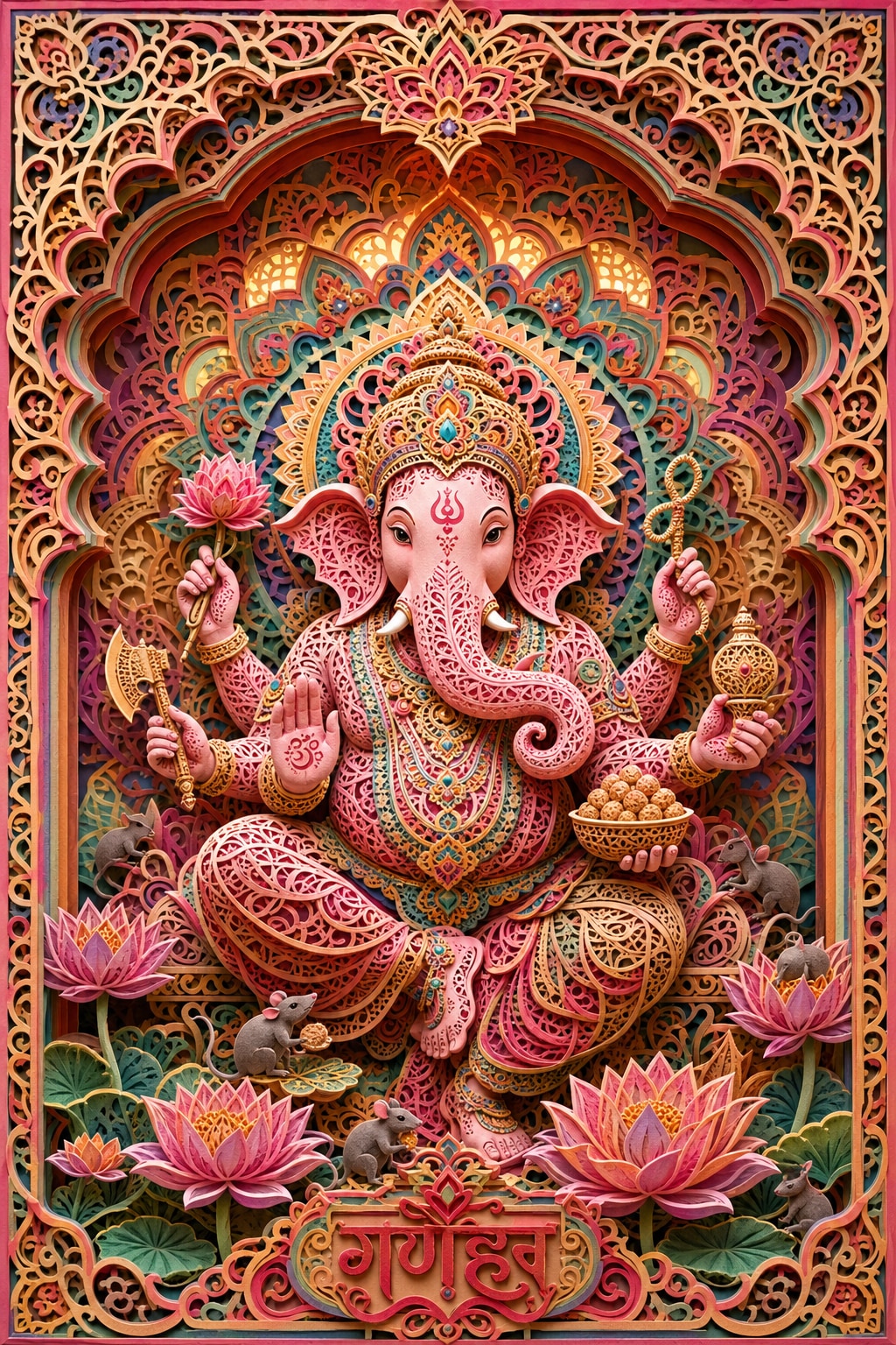 🇮🇳ガネーシャ🇮🇩【曼陀羅ペーパークラフト】 | の人気AIイラスト・グラビア