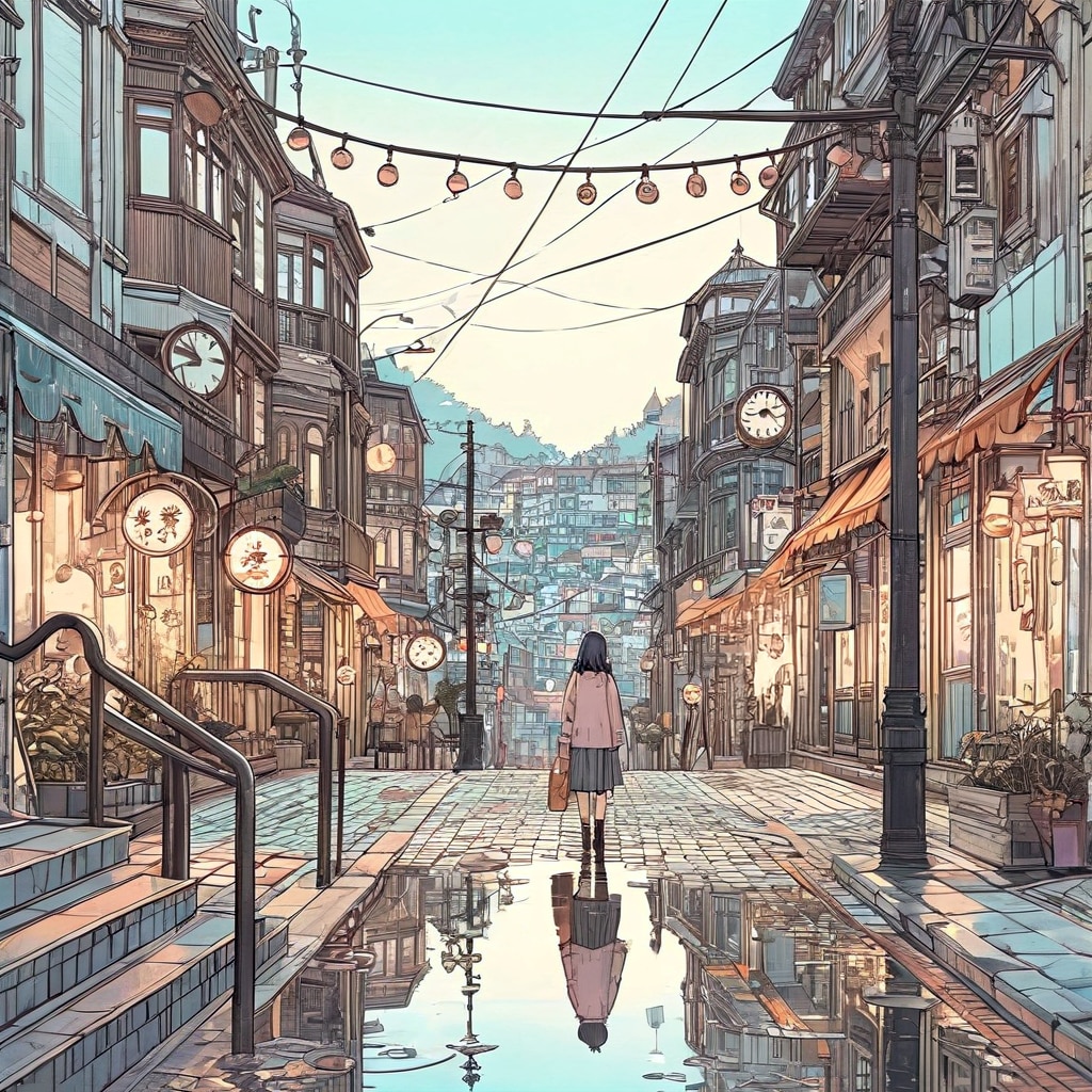 街と水たまり、少女155