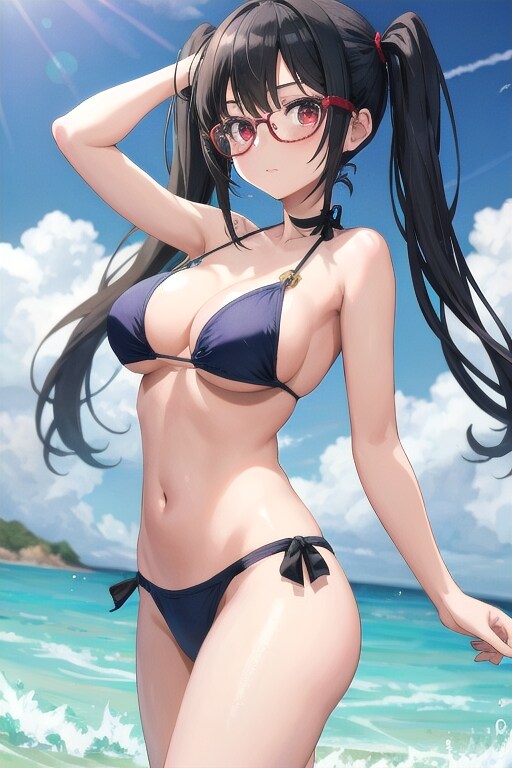 黒髪水着少女　その1