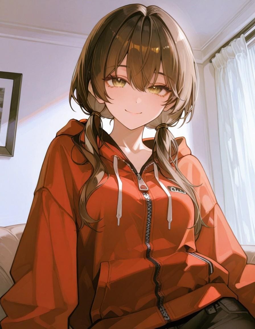 部屋でくつろぐパーカー女子 | の人気AIイラスト・グラビア