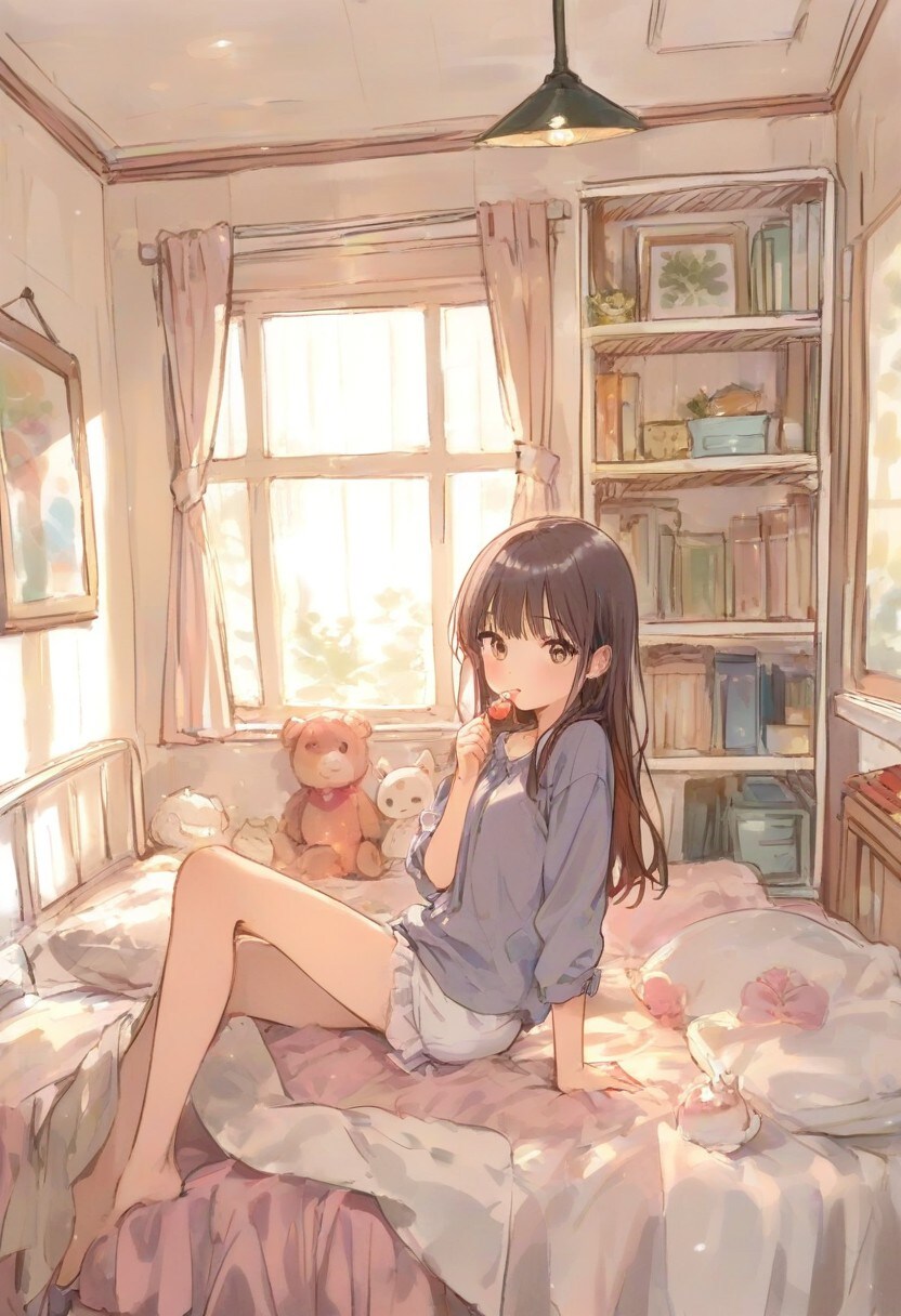 少女の部屋(水彩タッチ)(152)
