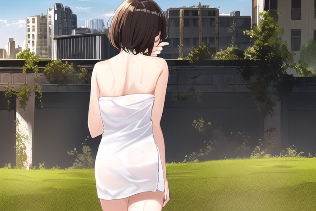 終末世界をタオル一丁でうろうろするお姉さん