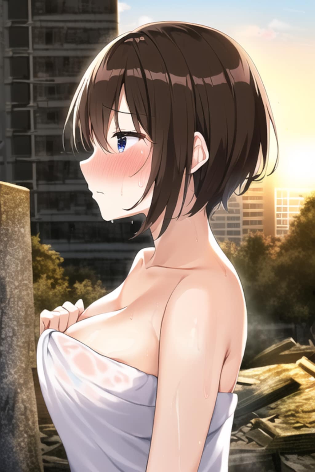 終末世界をタオル一丁でうろうろするお姉さん